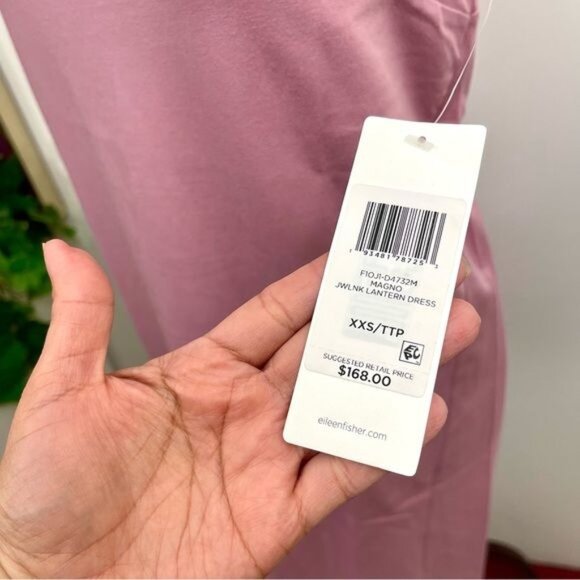 EILEEN FISHER Lantern Organic Cotton Sleeveless Shift Dress In Pink Size XXS - Picture 11 of 12